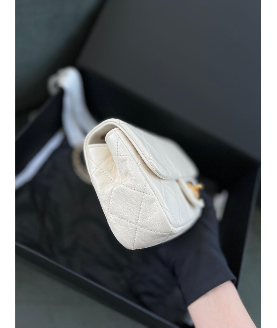 CHANEL Белая кожаная сумка через плечо, фото 4