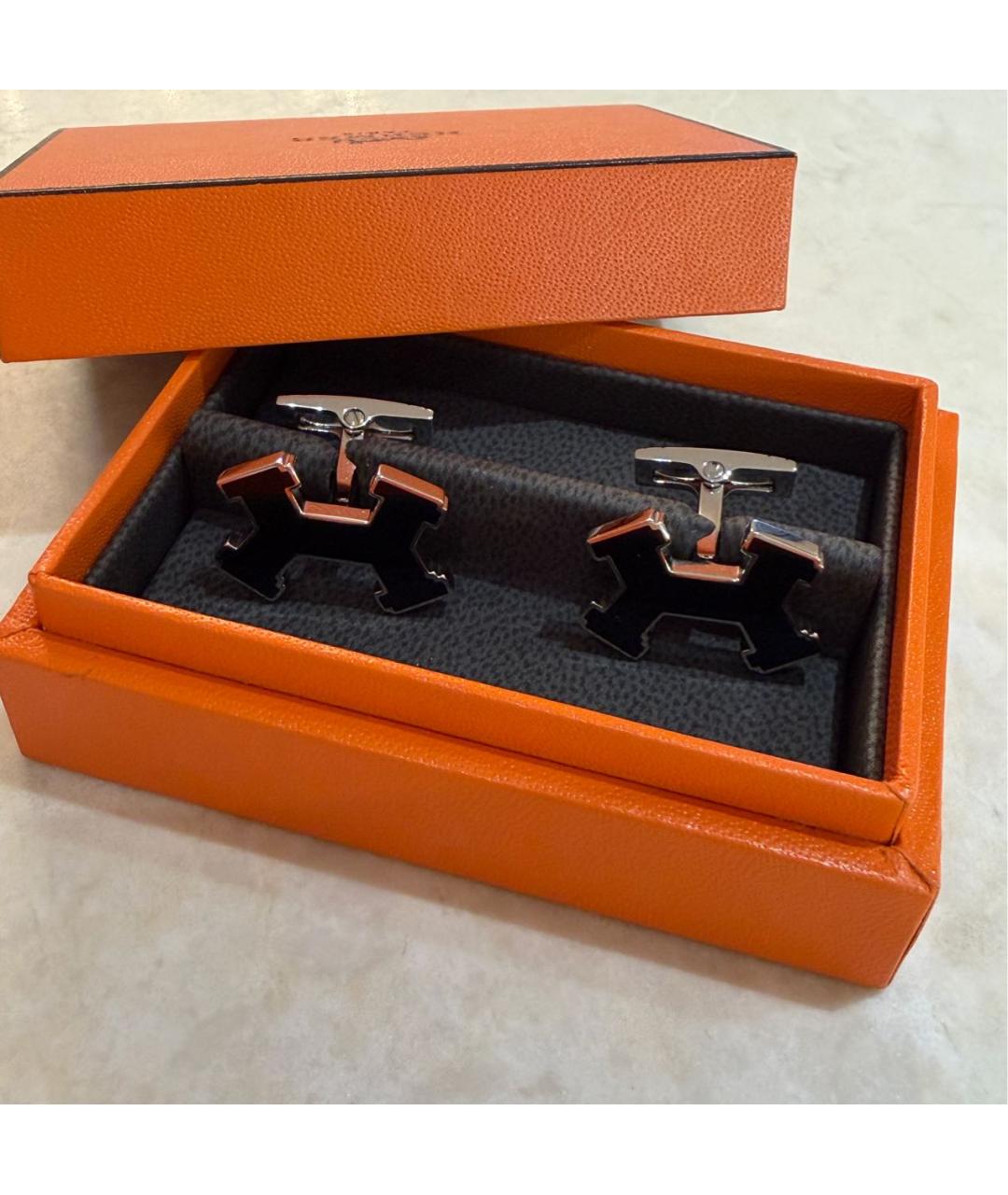 HERMES Черные керамические запонки, фото 8