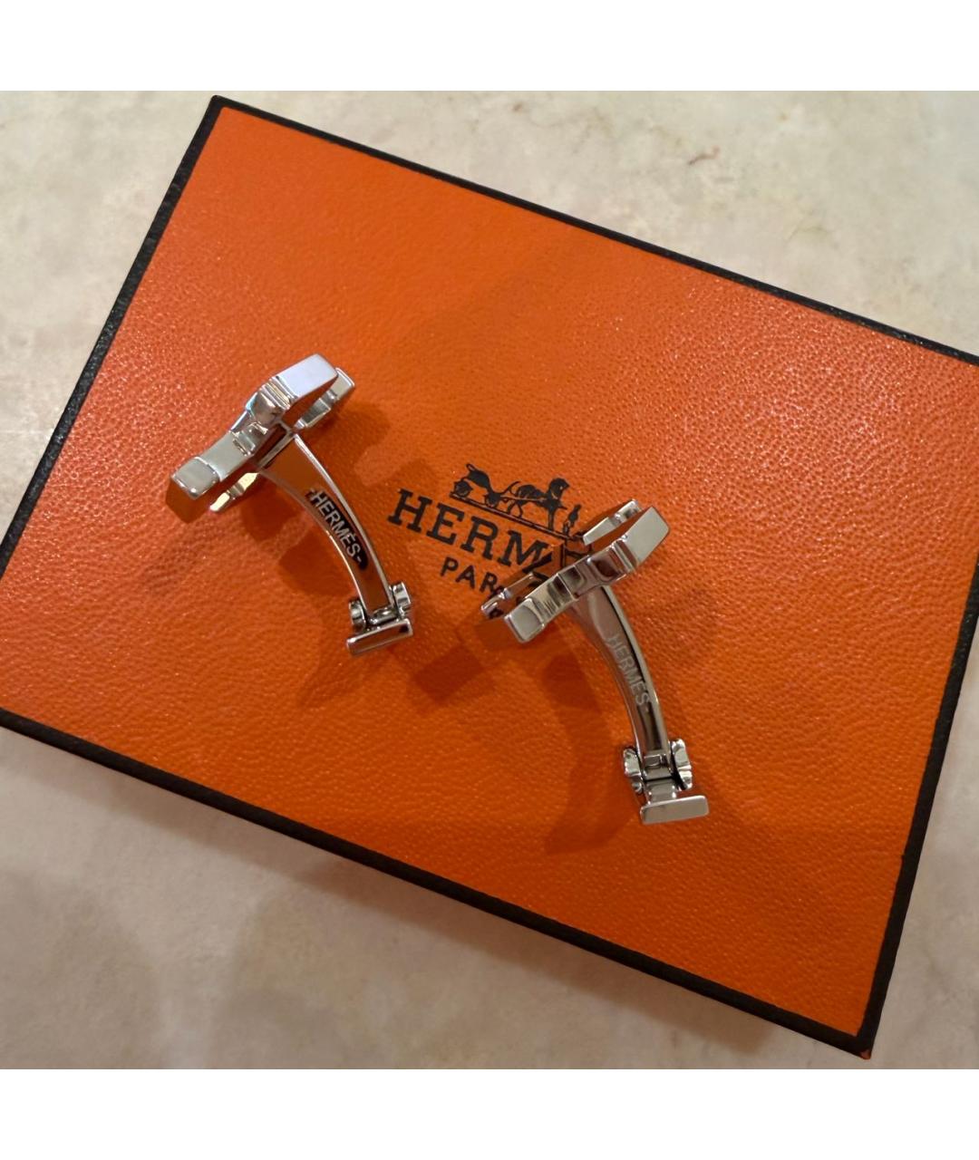 HERMES Черные керамические запонки, фото 4