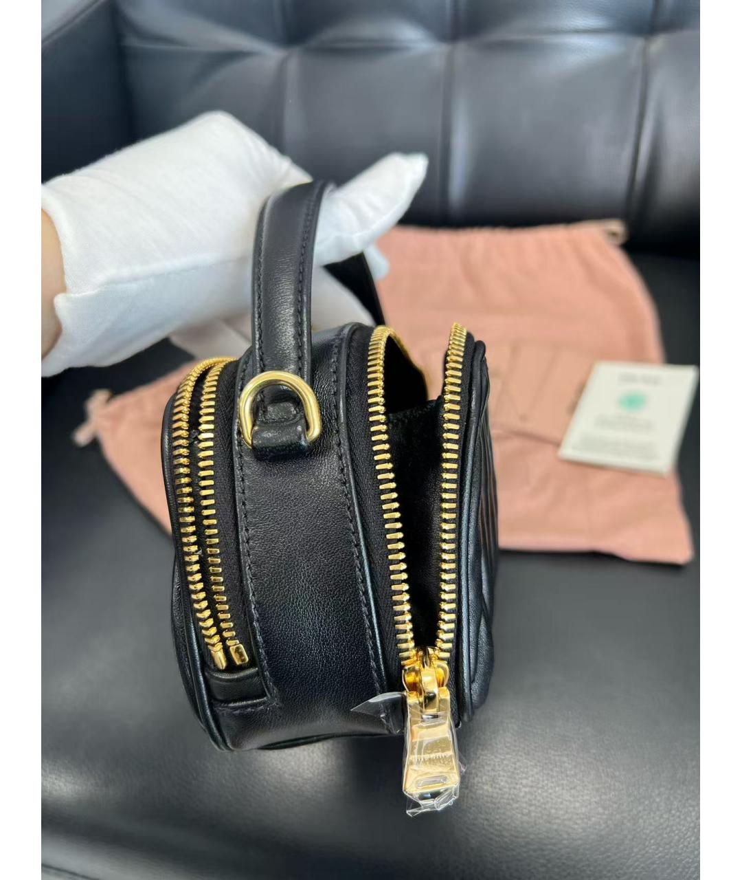 MIU MIU Черная кожаная сумка с короткими ручками, фото 6