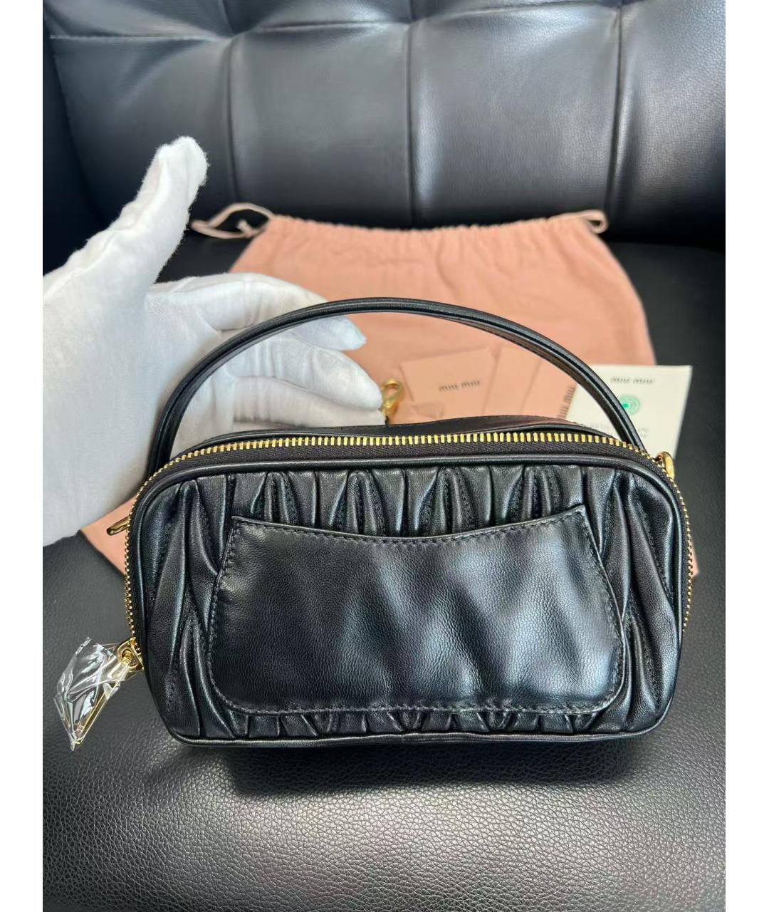 MIU MIU Черная кожаная сумка с короткими ручками, фото 5