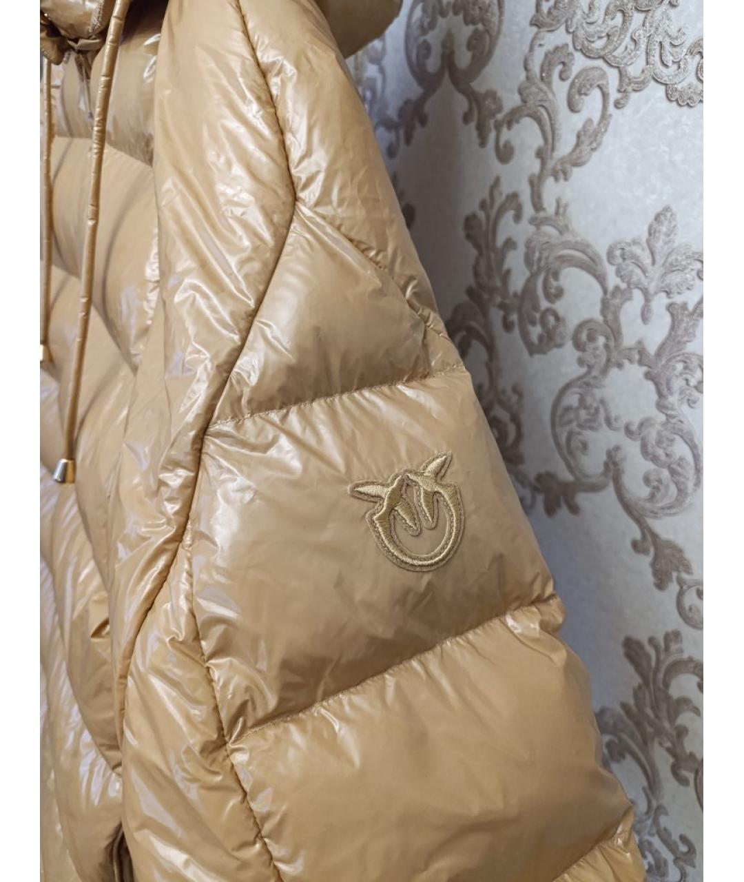 PINKO Горчичный полиэстеровый пуховик, фото 4