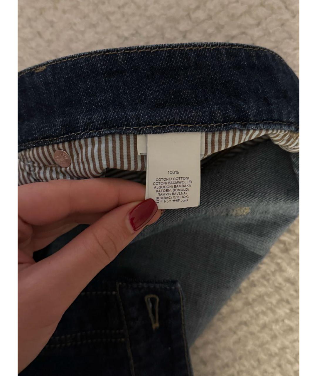 BRUNELLO CUCINELLI Темно-синие хлопковые прямые джинсы, фото 7