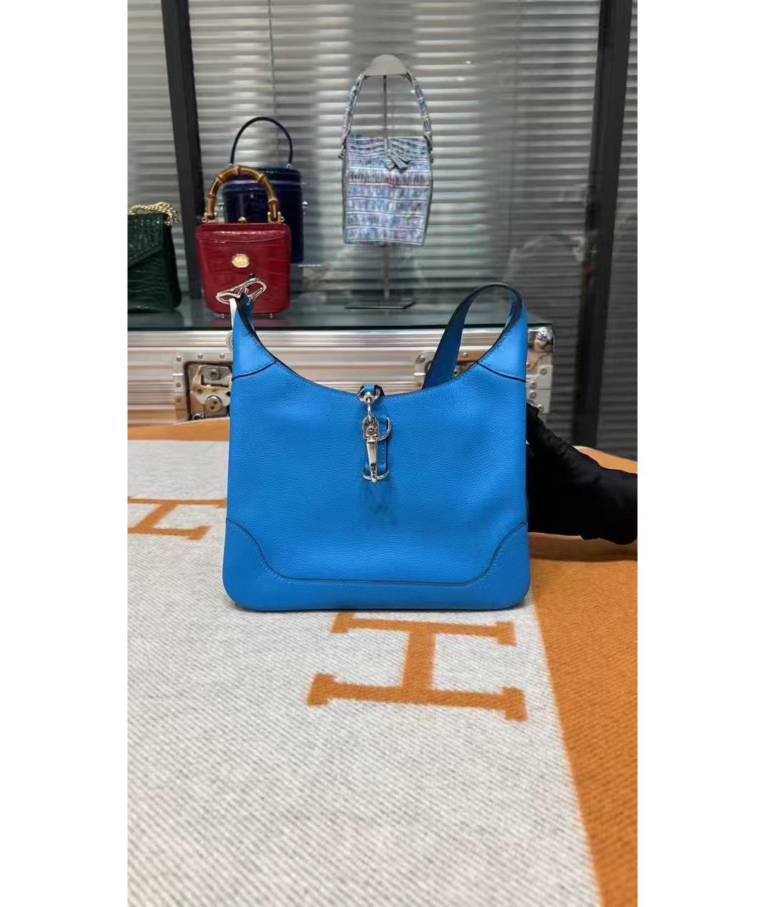 HERMES Голубая кожаная сумка через плечо, фото 2