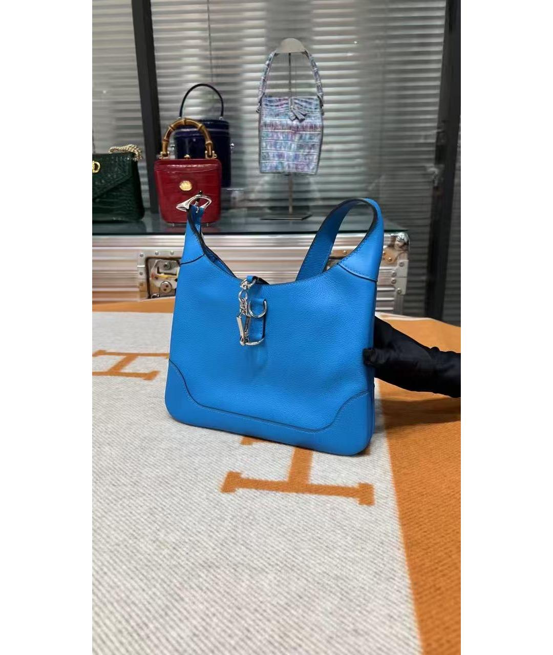HERMES Голубая кожаная сумка через плечо, фото 3