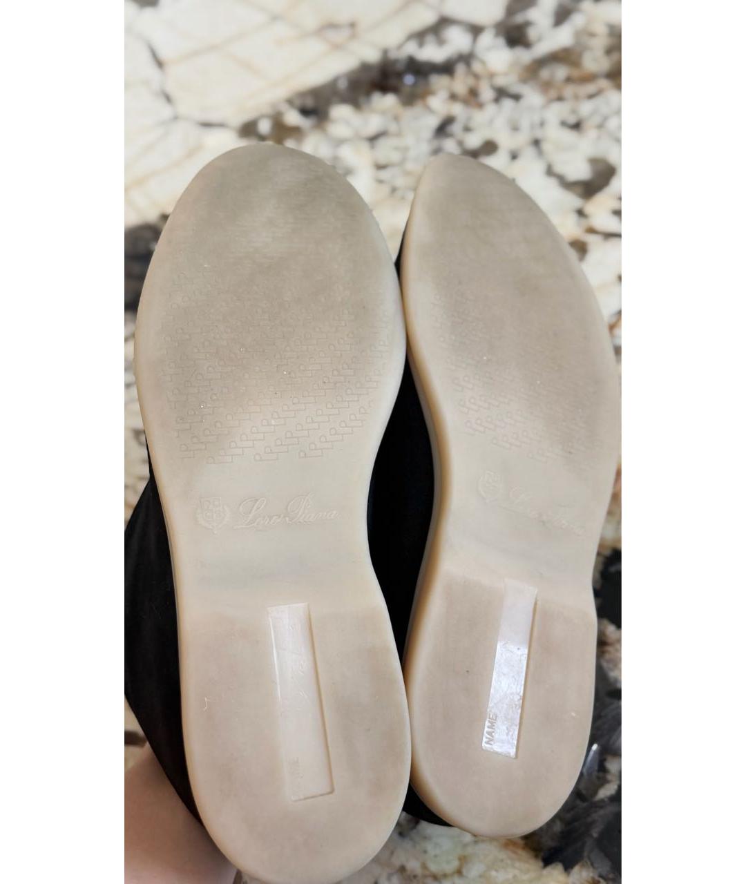 LORO PIANA Черные замшевые лоферы, фото 5