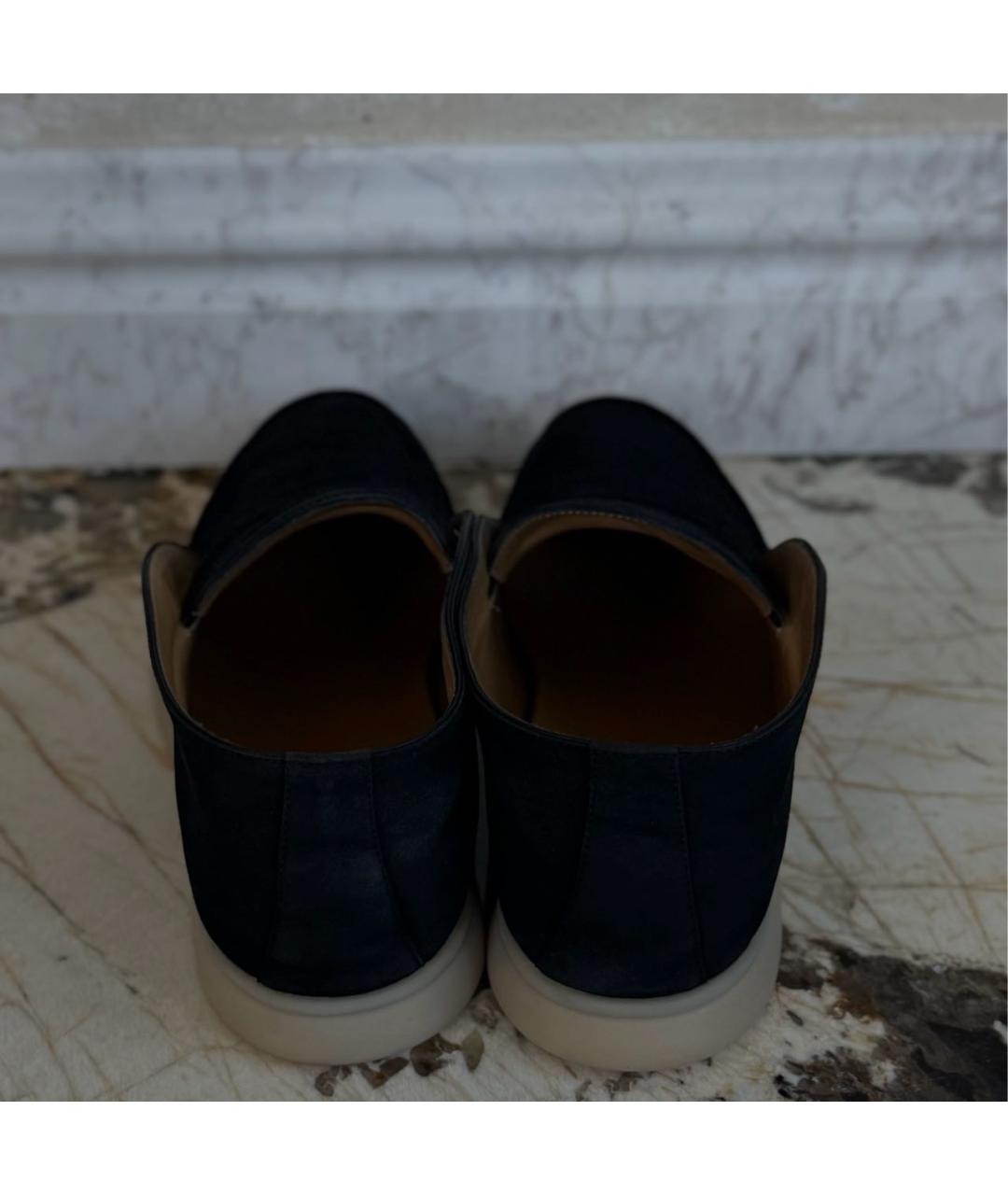 LORO PIANA Черные замшевые лоферы, фото 4