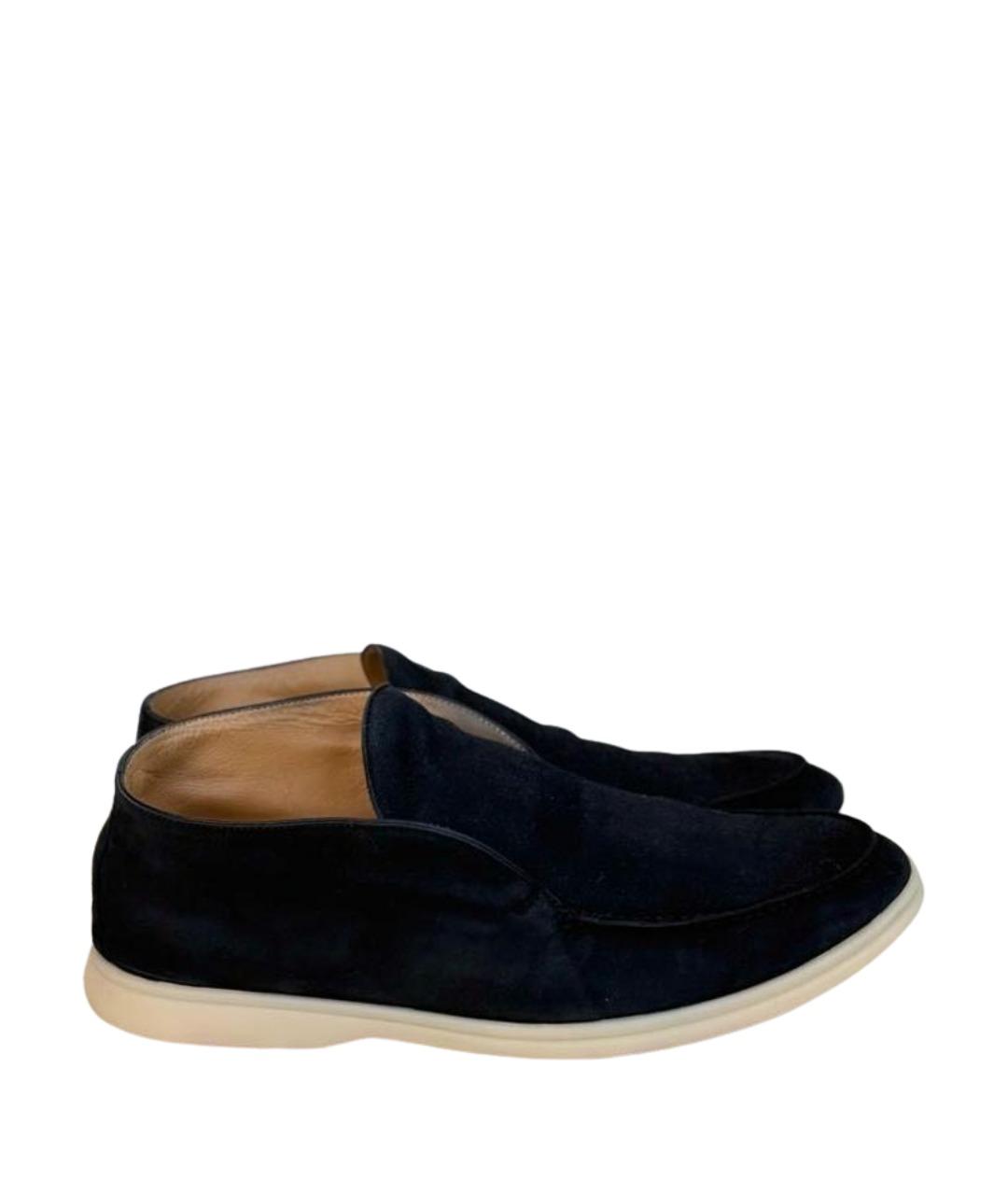 LORO PIANA Черные замшевые лоферы, фото 1