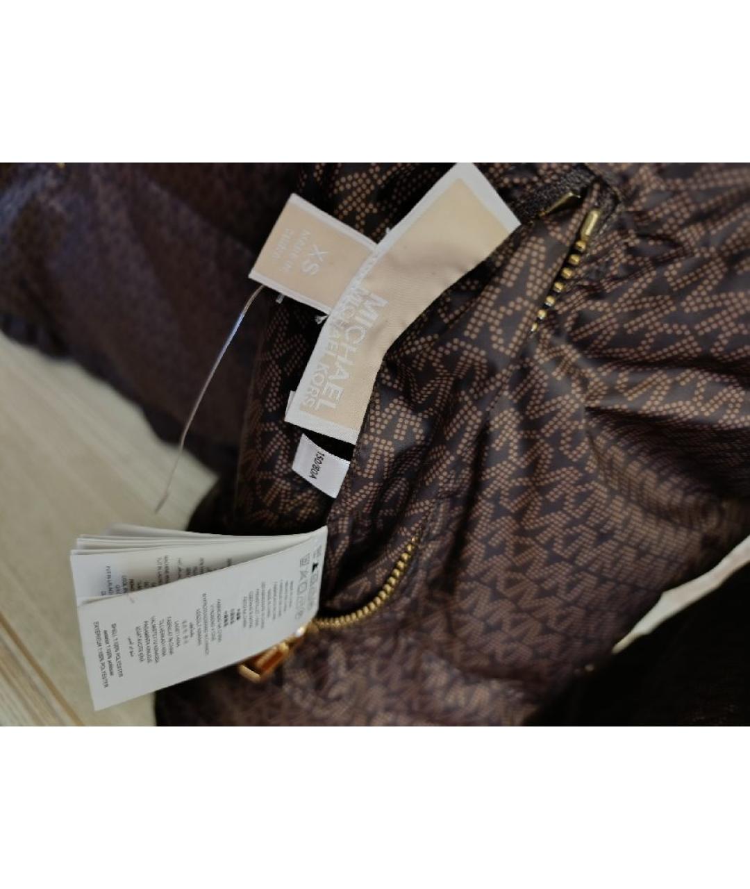 MICHAEL KORS Коричневый полиэстеровый пуховик, фото 3