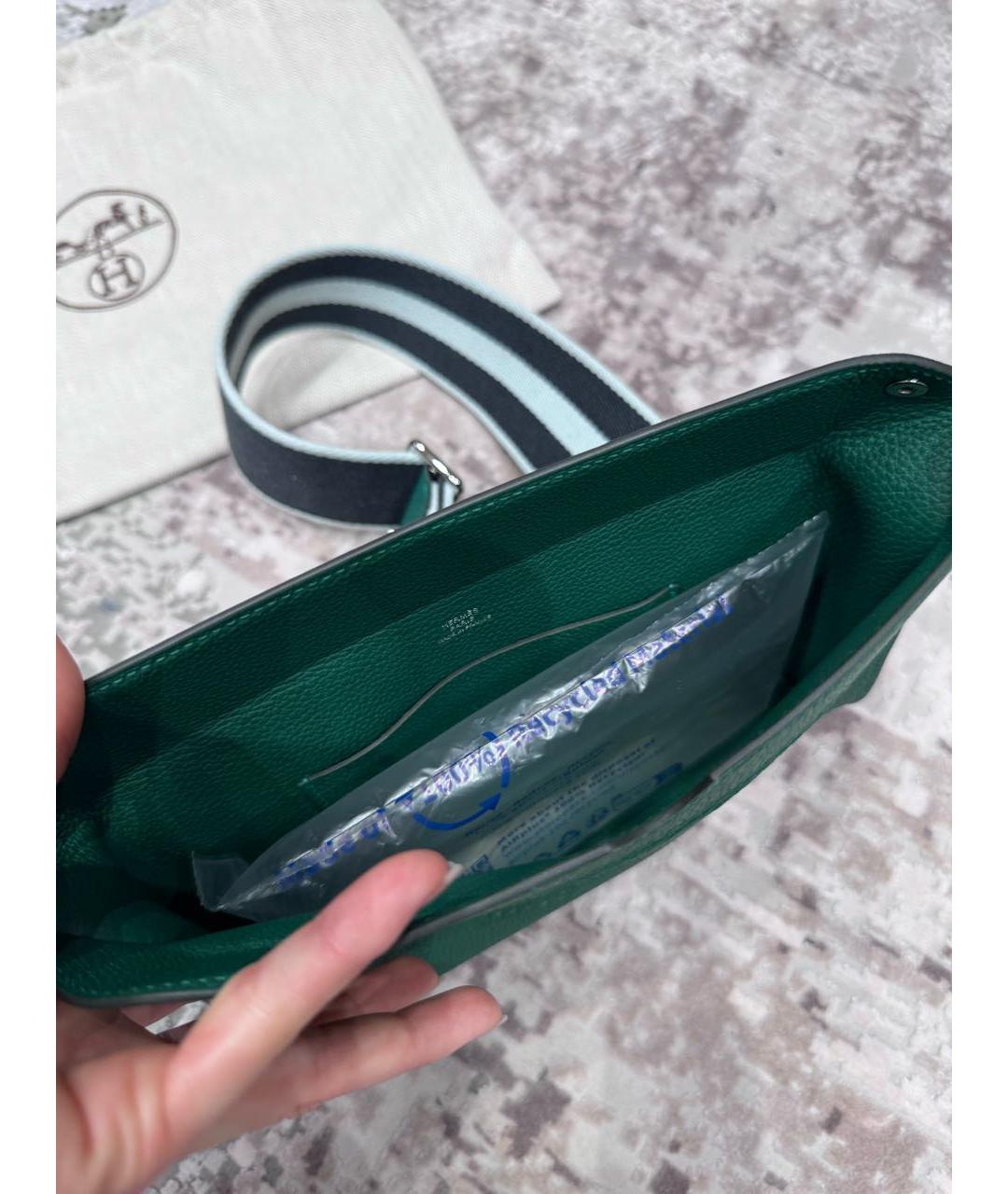 HERMES Зеленая кожаная сумка через плечо, фото 4
