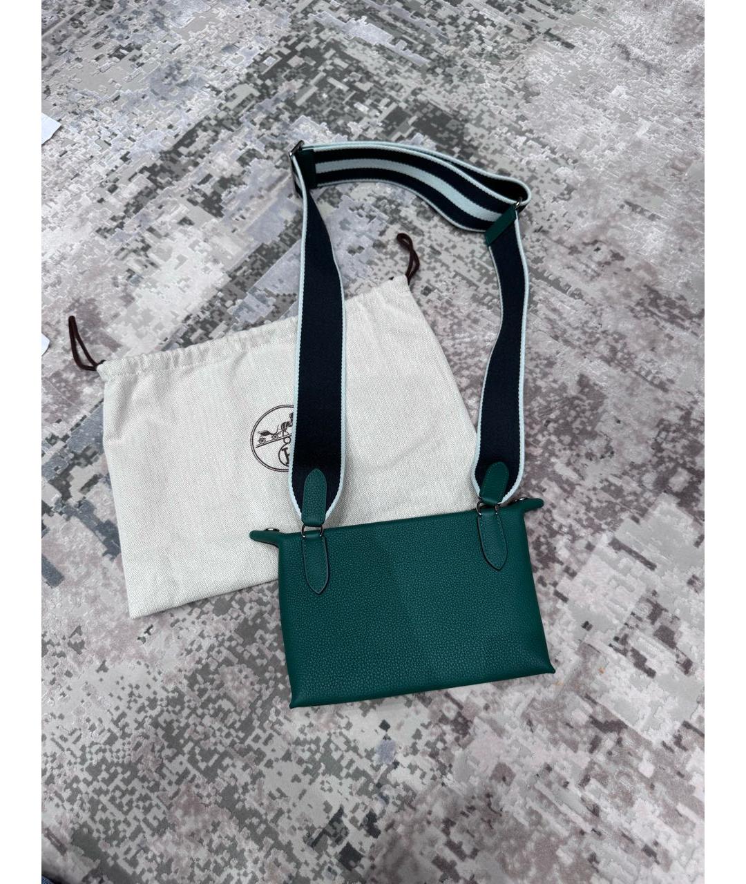 HERMES Зеленая кожаная сумка через плечо, фото 3