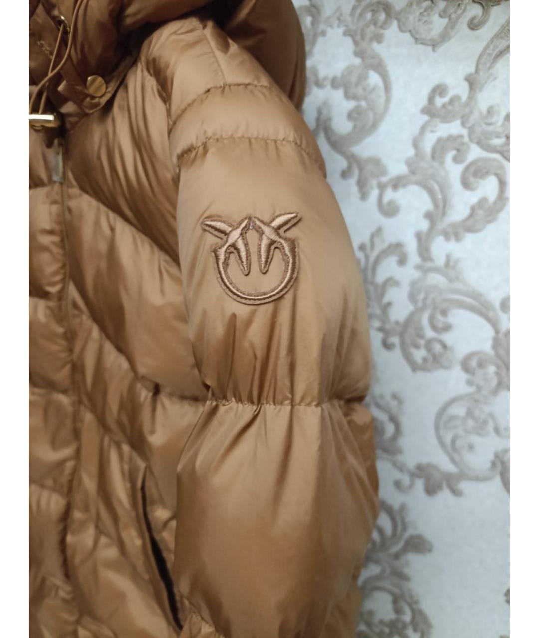 PINKO Коричневый полиэстеровый пуховик, фото 4