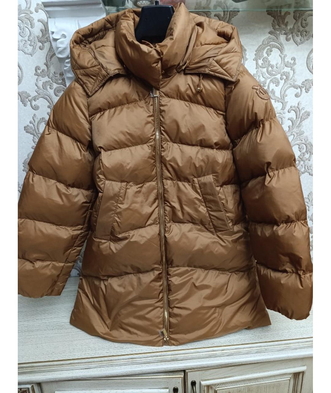 PINKO Коричневый полиэстеровый пуховик, фото 6