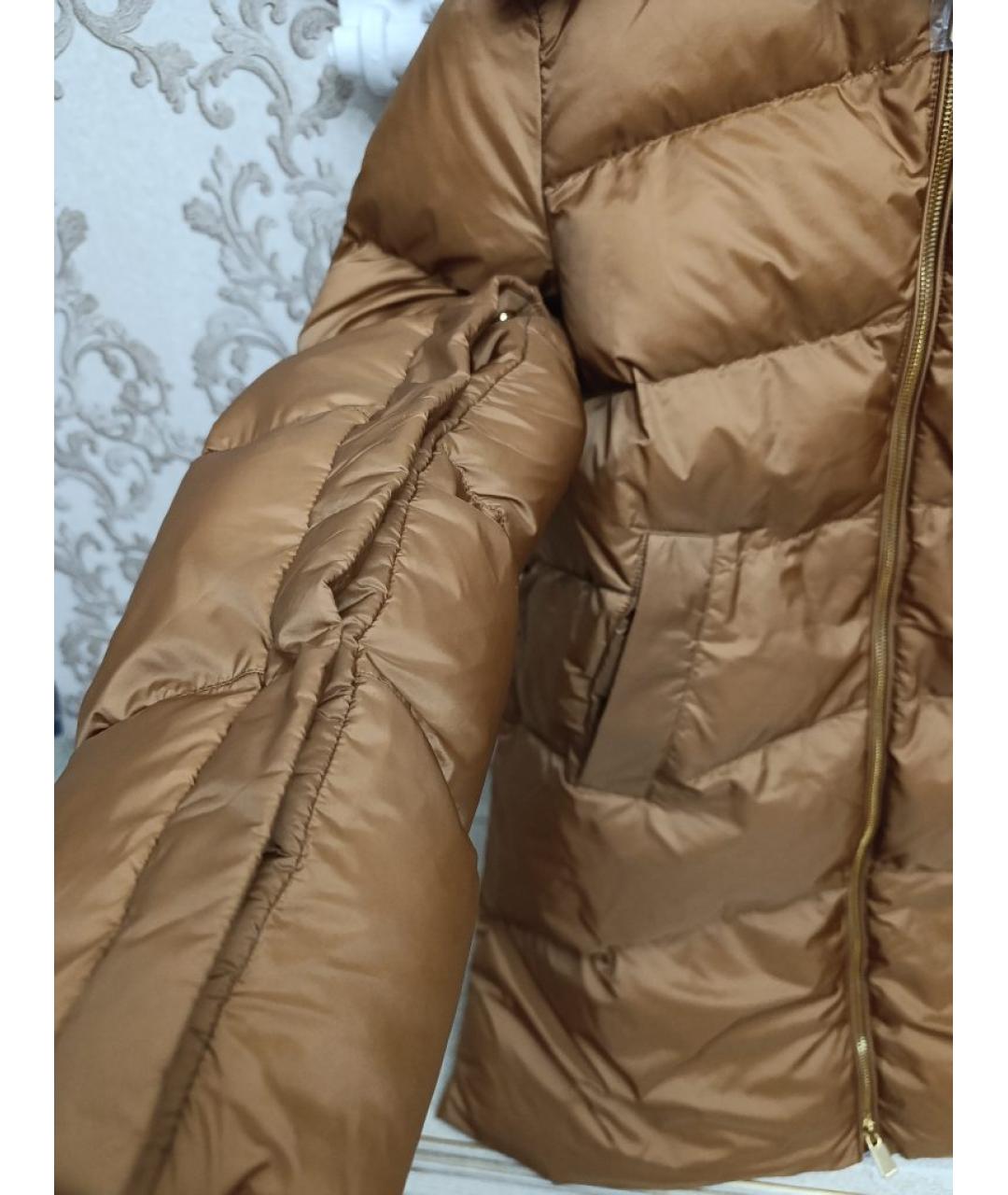 PINKO Коричневый полиэстеровый пуховик, фото 5