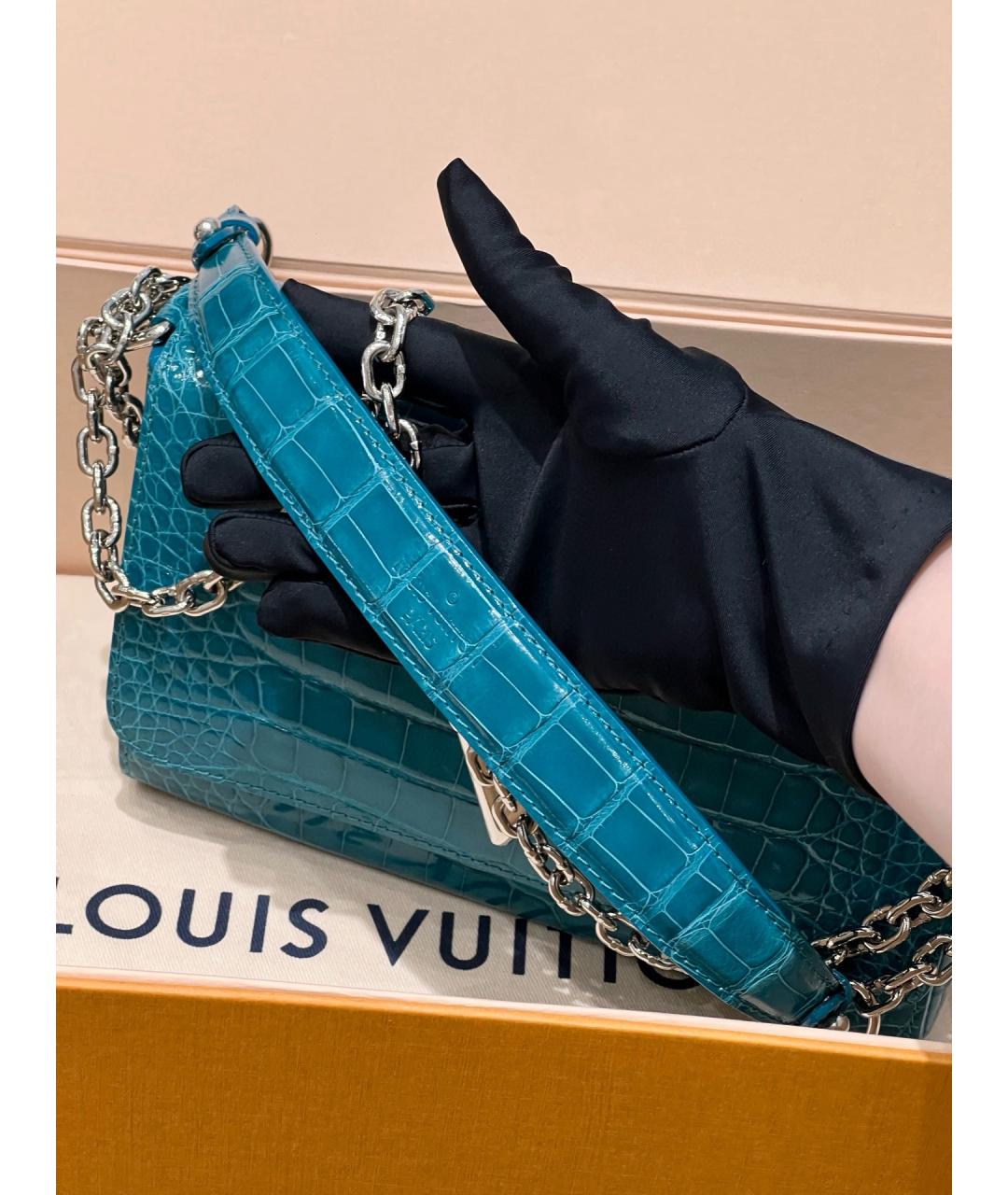 LOUIS VUITTON Бирюзовая сумка через плечо из экзотической кожи, фото 8