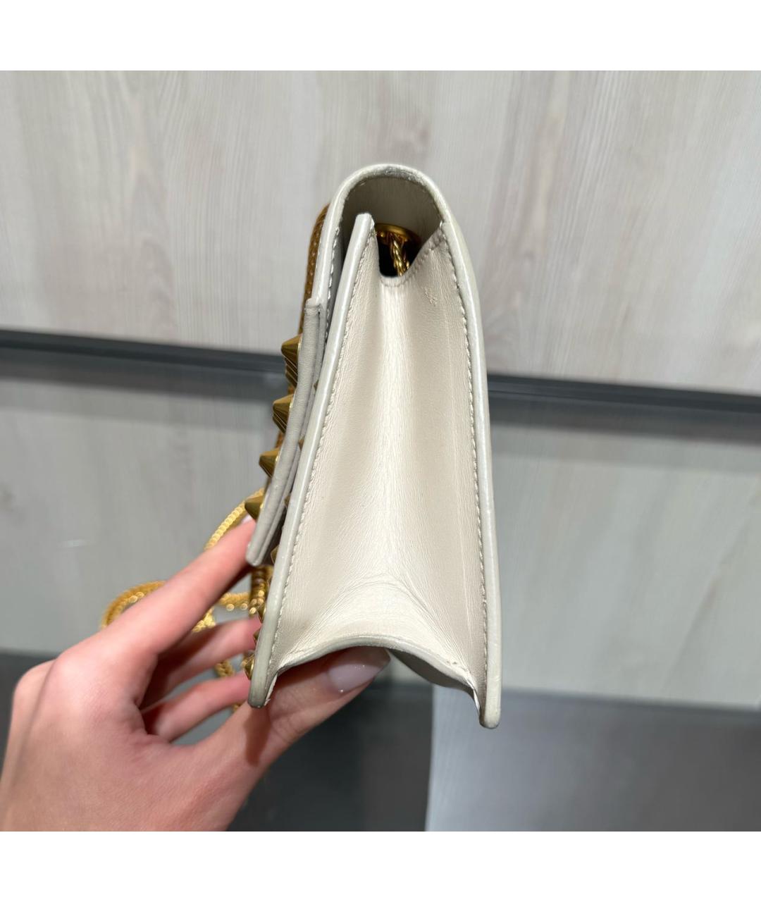 SAINT LAURENT Бежевая кожаная сумка через плечо, фото 3