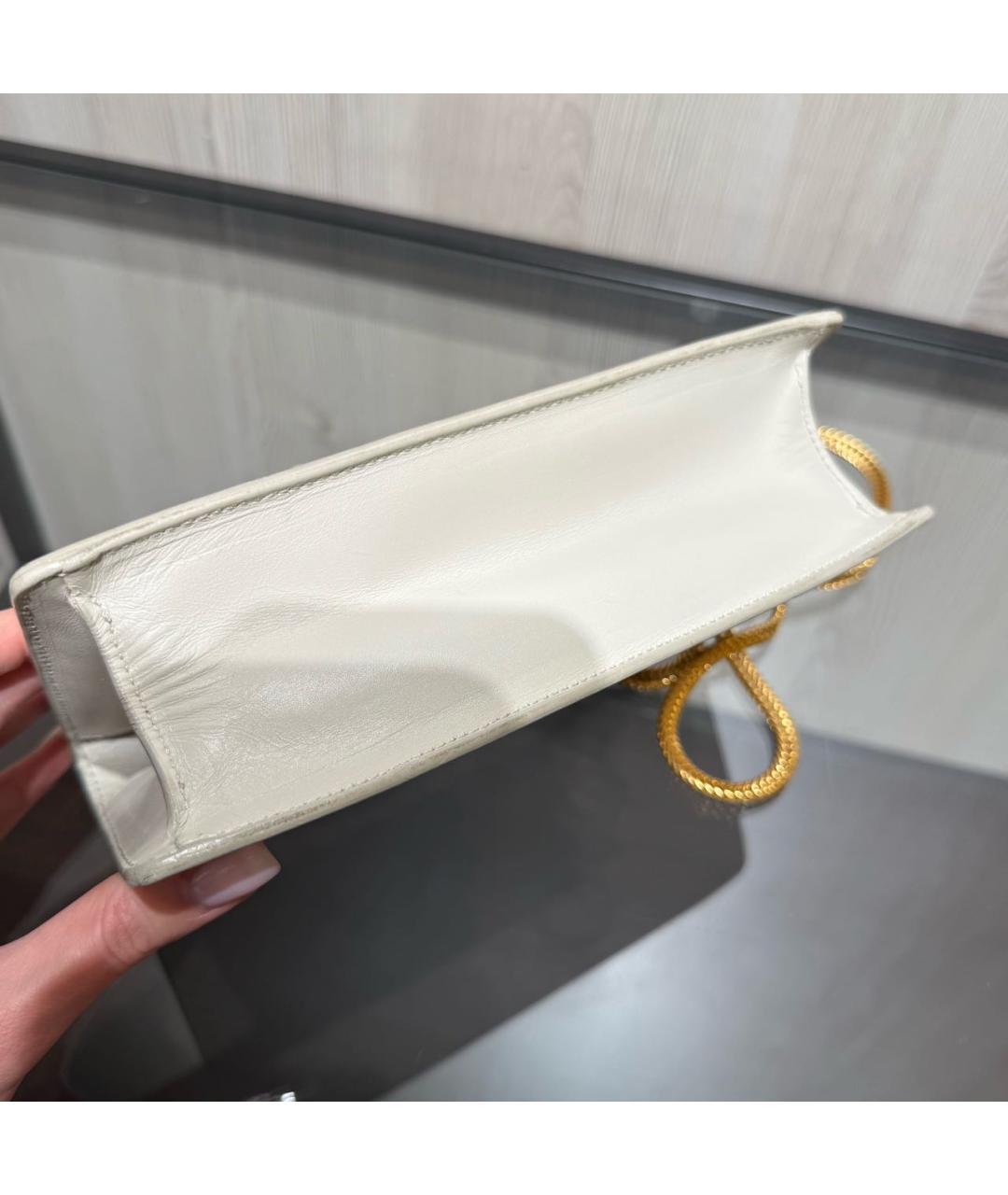 SAINT LAURENT Бежевая кожаная сумка через плечо, фото 5