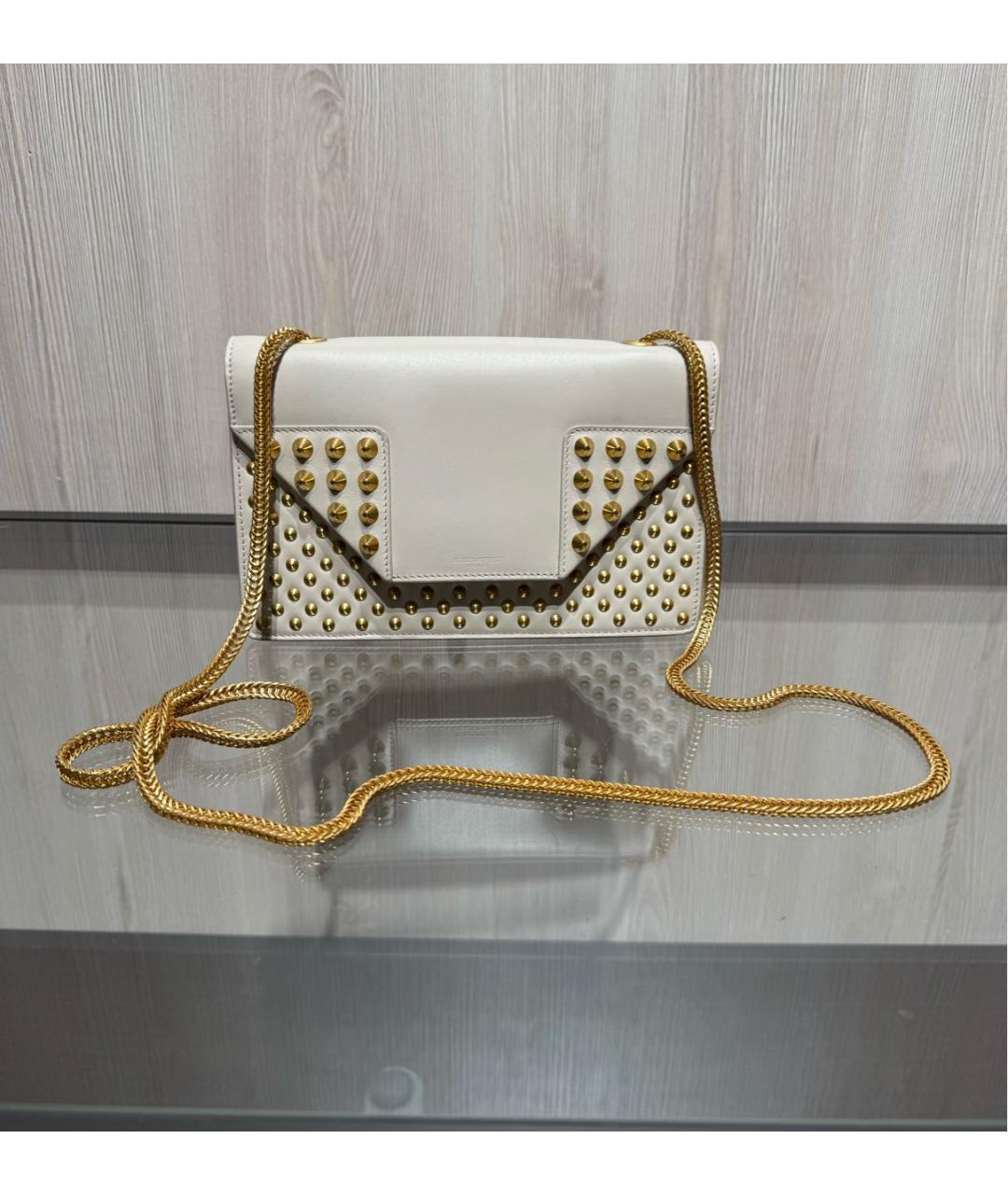 SAINT LAURENT Бежевая кожаная сумка через плечо, фото 9