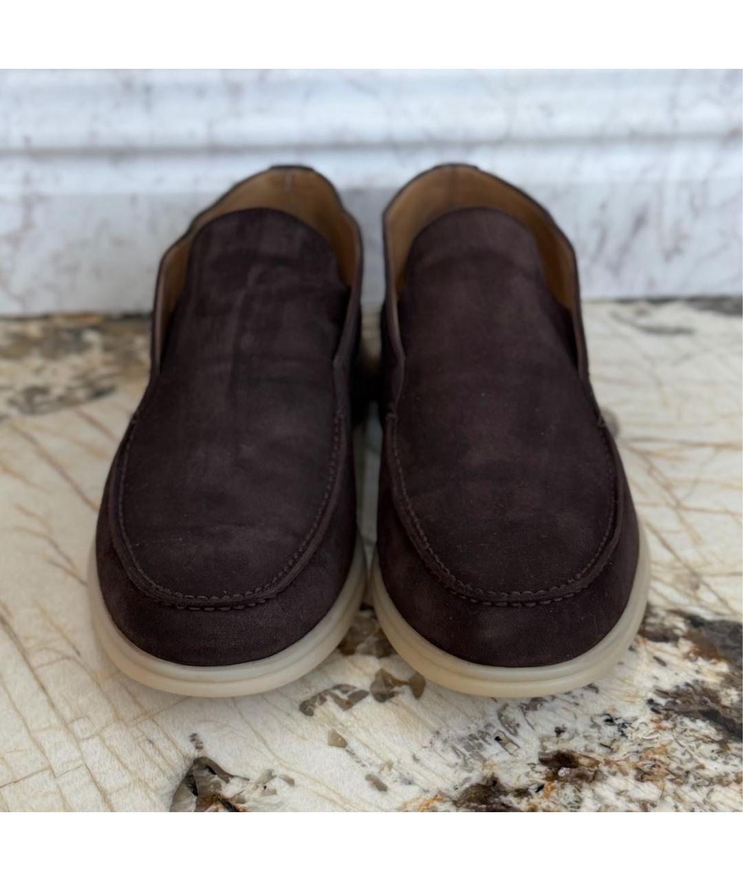 LORO PIANA Коричневые замшевые лоферы, фото 2