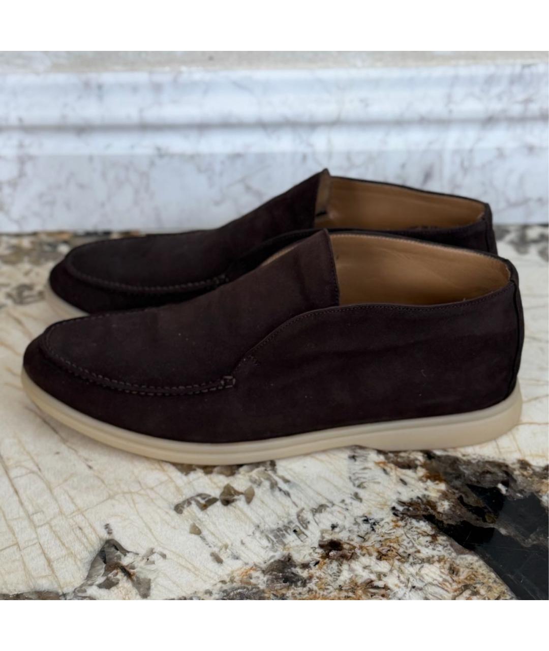 LORO PIANA Коричневые замшевые лоферы, фото 5