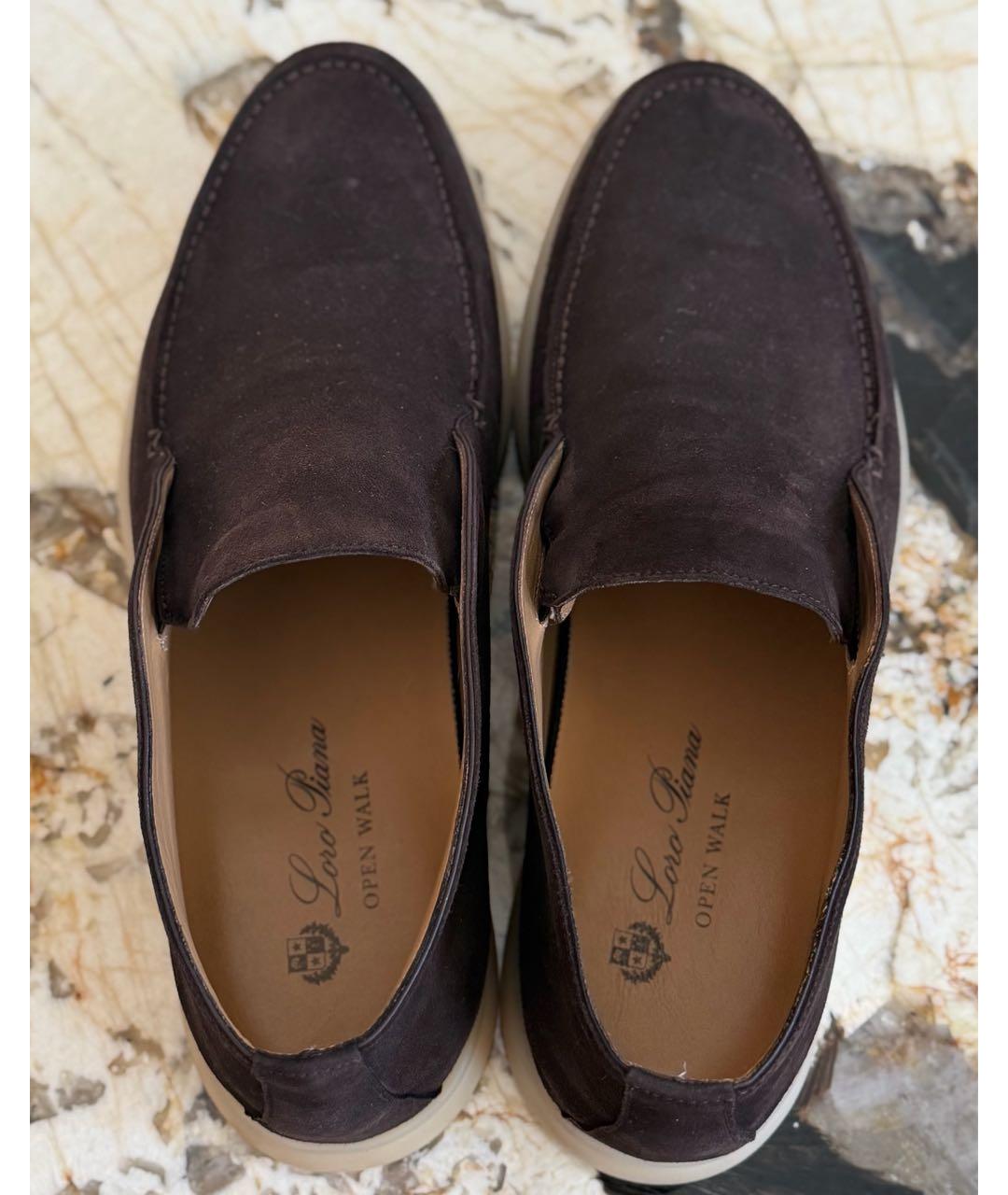 LORO PIANA Коричневые замшевые лоферы, фото 3