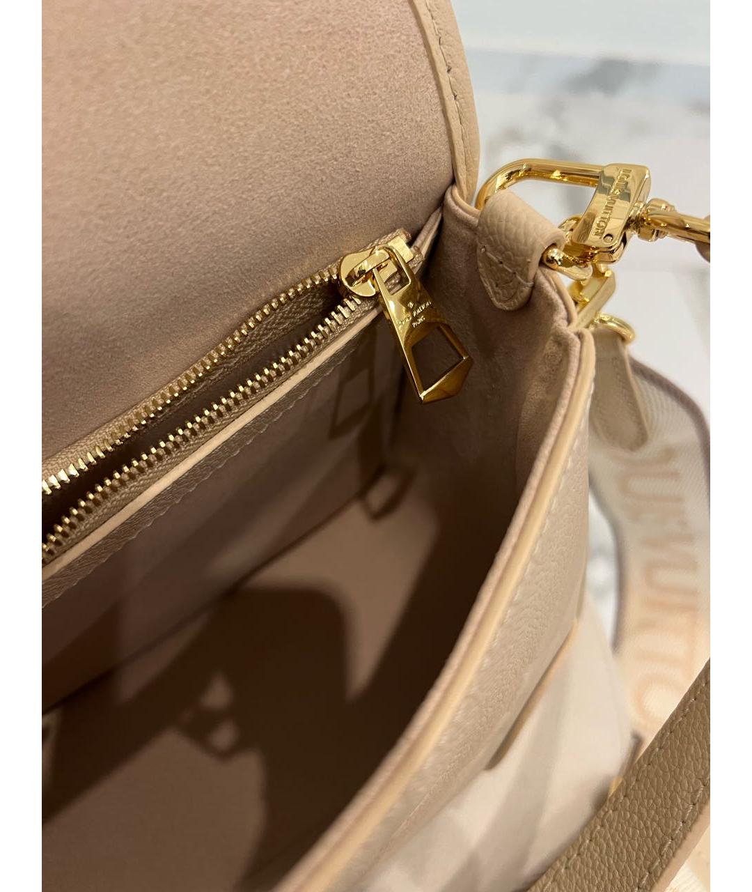 LOUIS VUITTON Бежевая кожаная сумка через плечо, фото 2