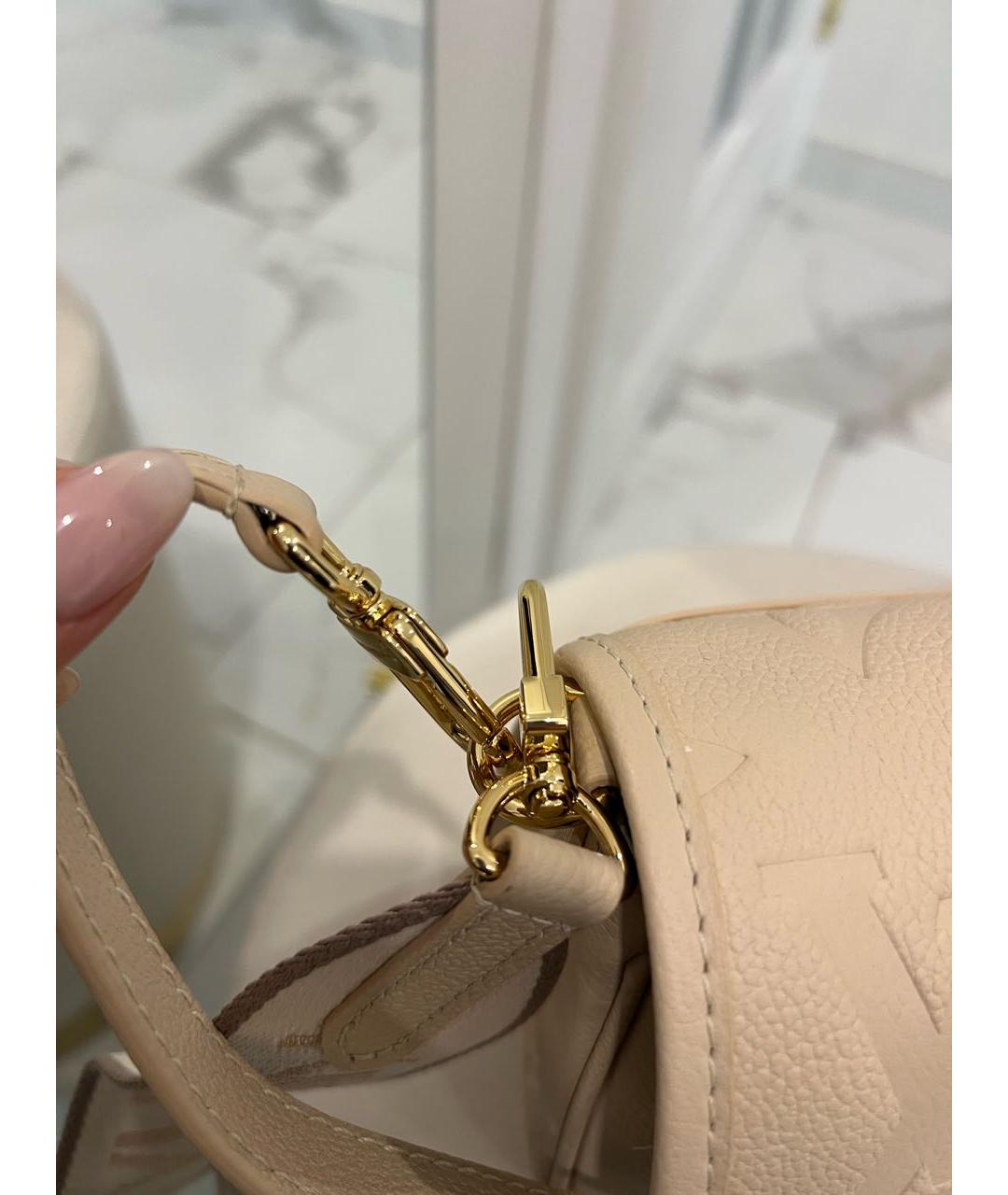 LOUIS VUITTON Бежевая кожаная сумка через плечо, фото 6