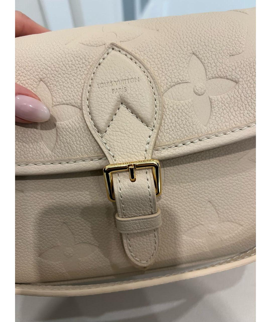 LOUIS VUITTON Бежевая кожаная сумка через плечо, фото 3