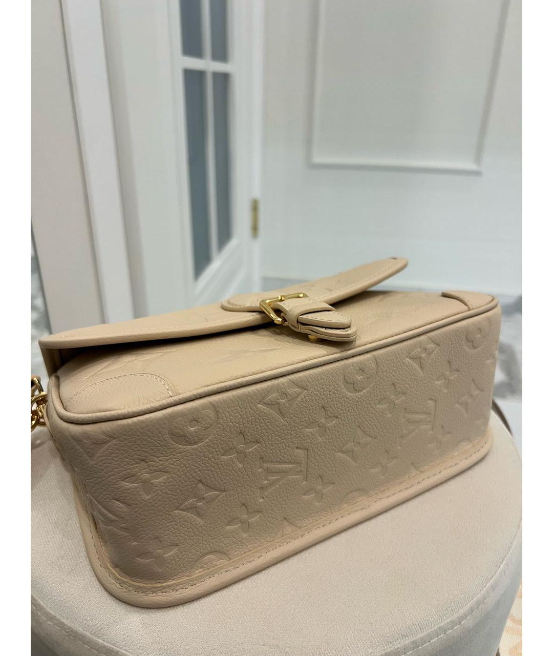 LOUIS VUITTON Бежевая кожаная сумка через плечо, фото 4