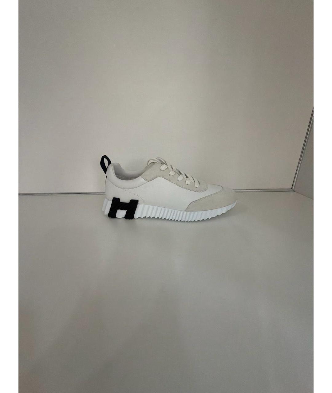 HERMES Белые кожаные кроссовки, фото 7