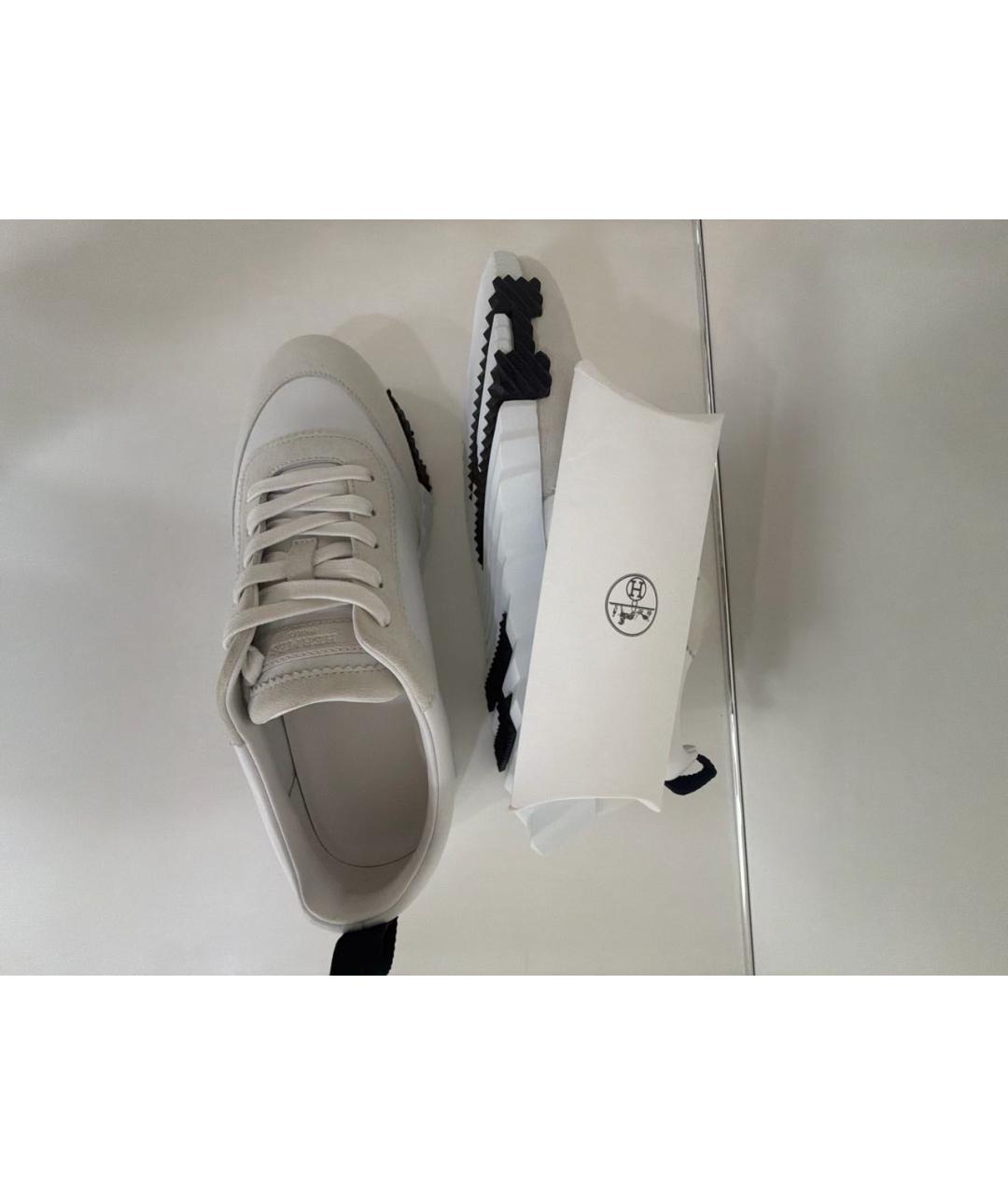 HERMES Белые кожаные кроссовки, фото 6