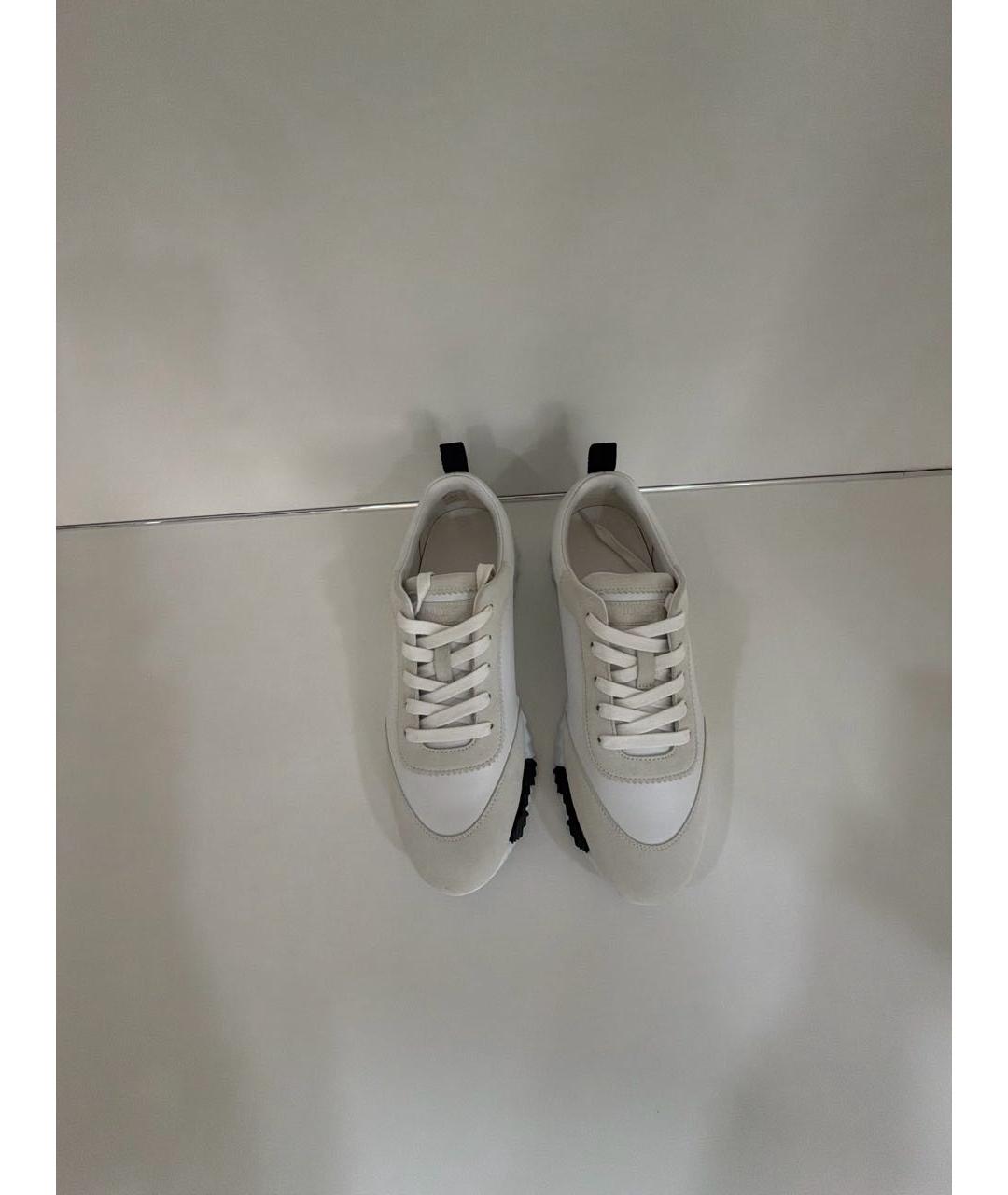 HERMES Белые кожаные кроссовки, фото 2