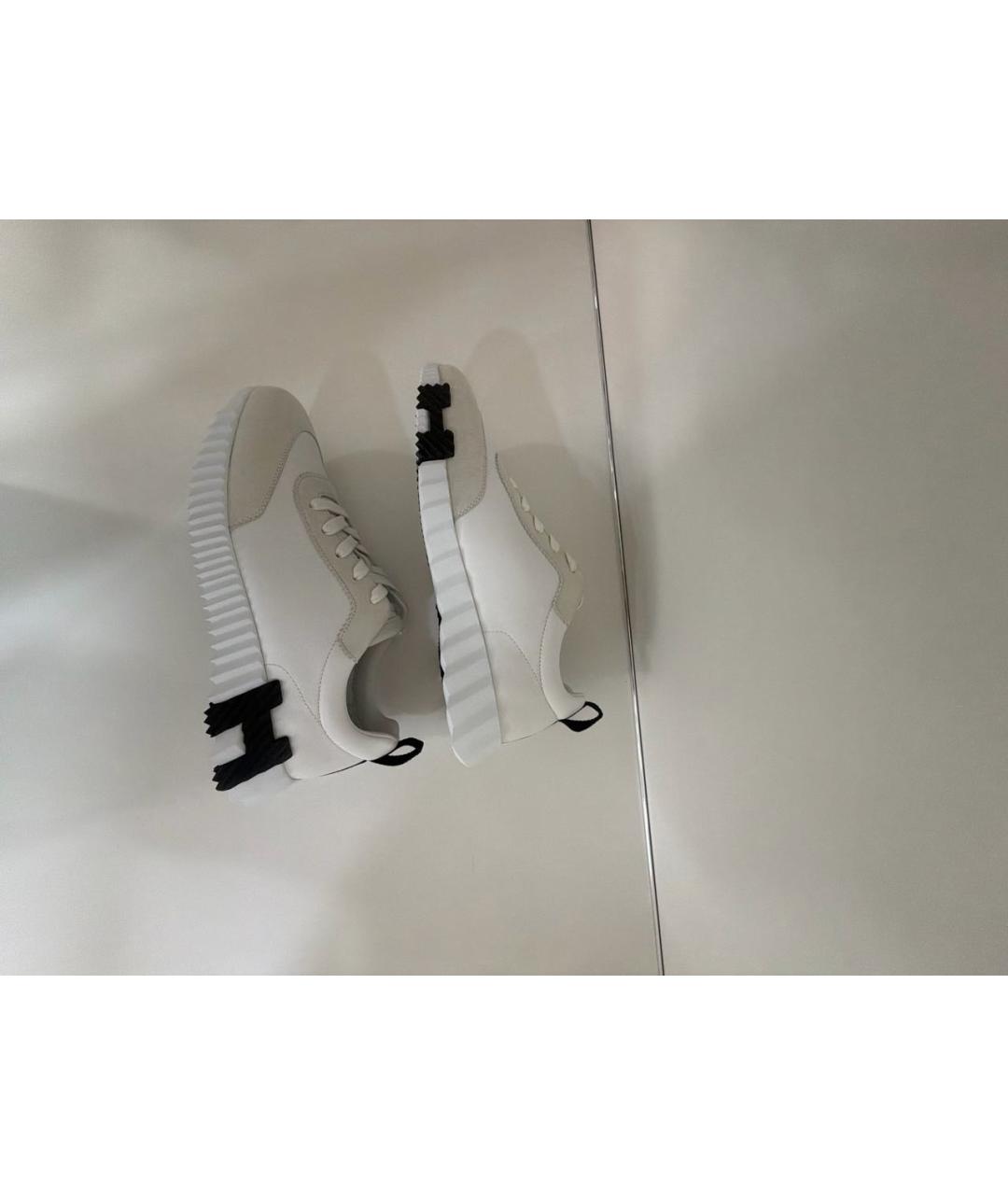 HERMES Белые кожаные кроссовки, фото 5