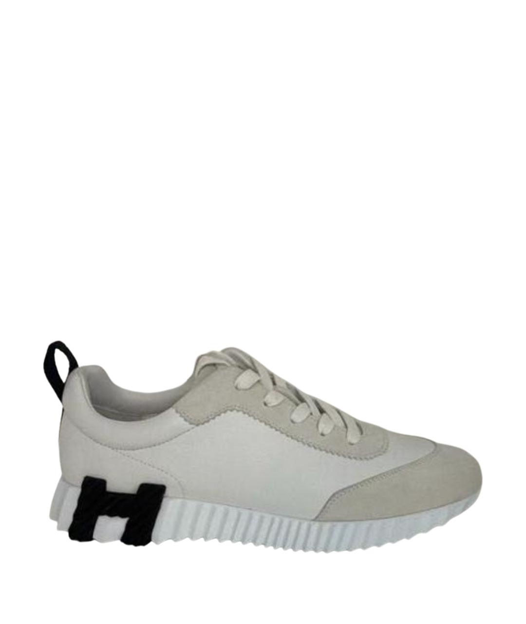 HERMES Белые кожаные кроссовки, фото 1