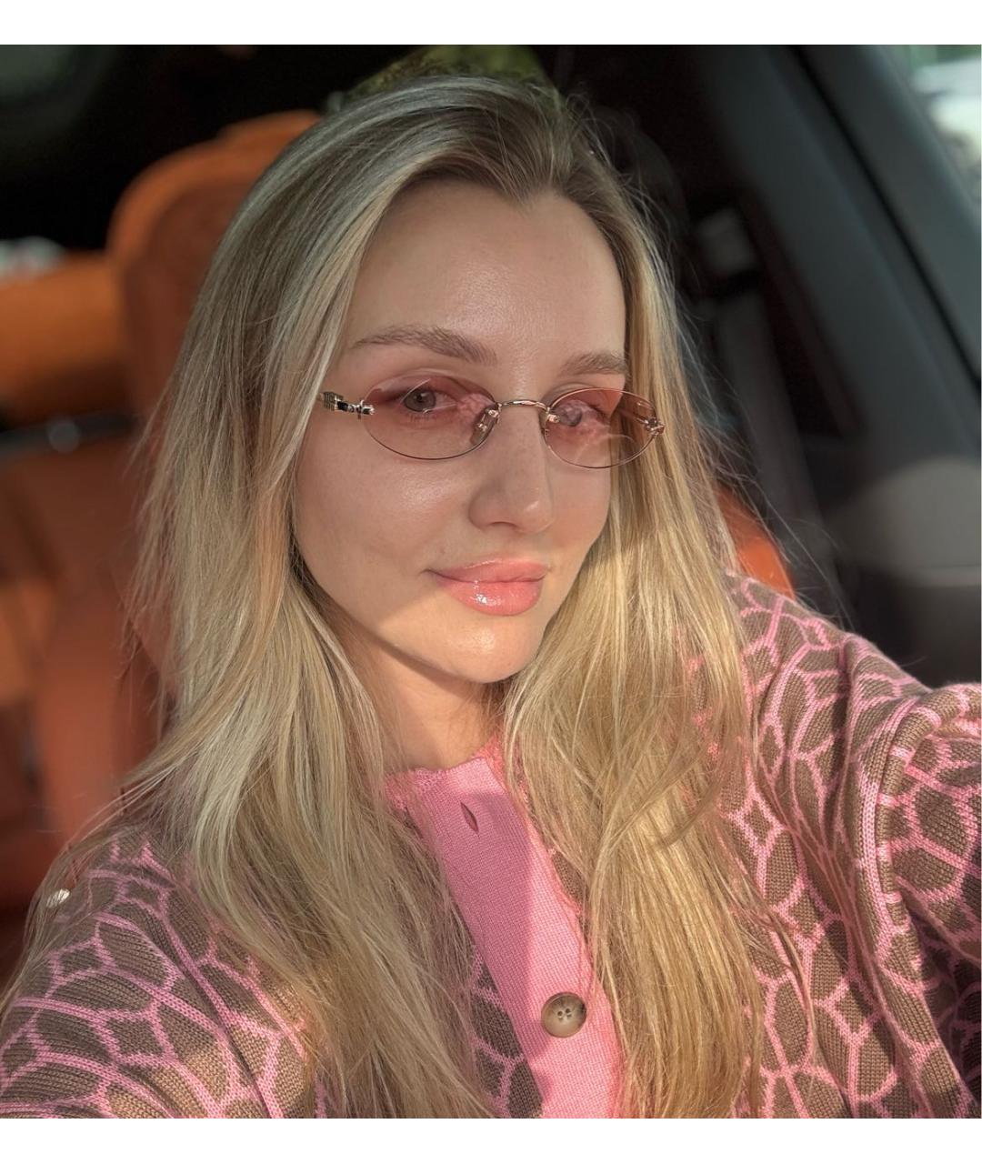 MIU MIU Розовые металлические солнцезащитные очки, фото 3