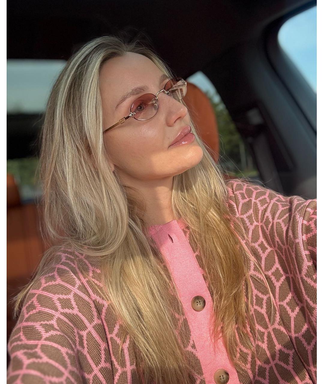 MIU MIU Розовые металлические солнцезащитные очки, фото 4