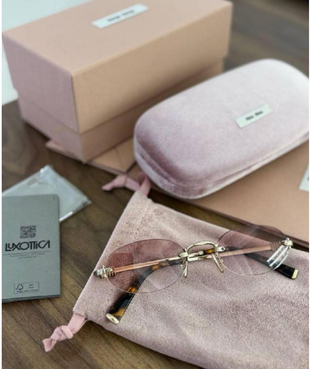 MIU MIU Розовые металлические солнцезащитные очки, фото 2