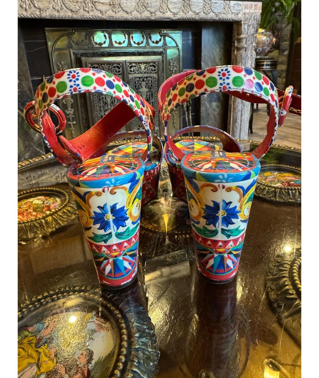 DOLCE&GABBANA Мульти босоножки из лакированной кожи, фото 3