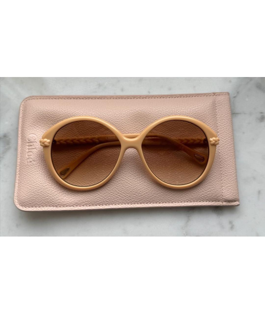 CHLOE Бежевые пластиковые солнцезащитные очки, фото 2