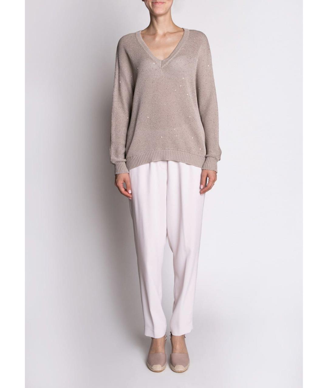 PESERICO Бежевый хлопковый джемпер / свитер, фото 3