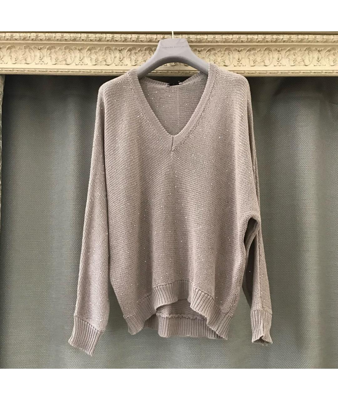 PESERICO Бежевый хлопковый джемпер / свитер, фото 7