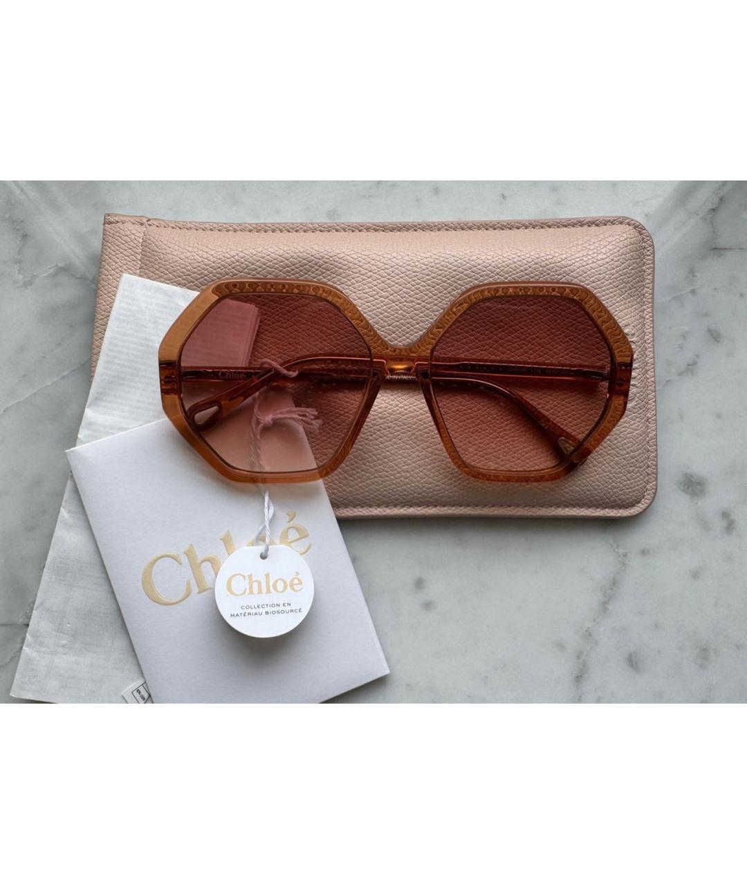 CHLOE Коричневые пластиковые солнцезащитные очки, фото 3