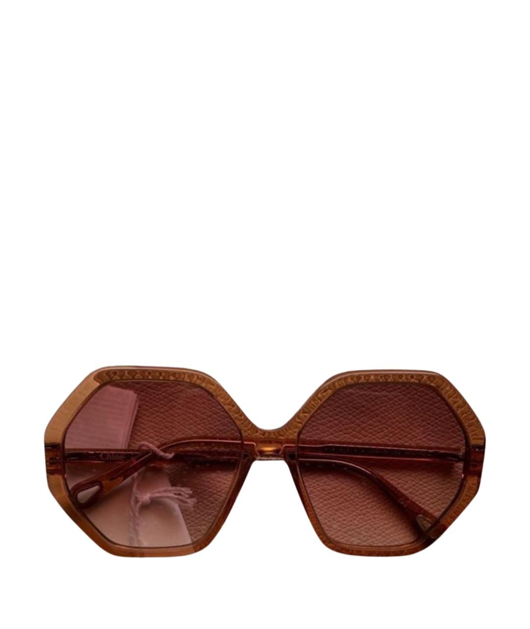 CHLOE Коричневые пластиковые солнцезащитные очки, фото 1