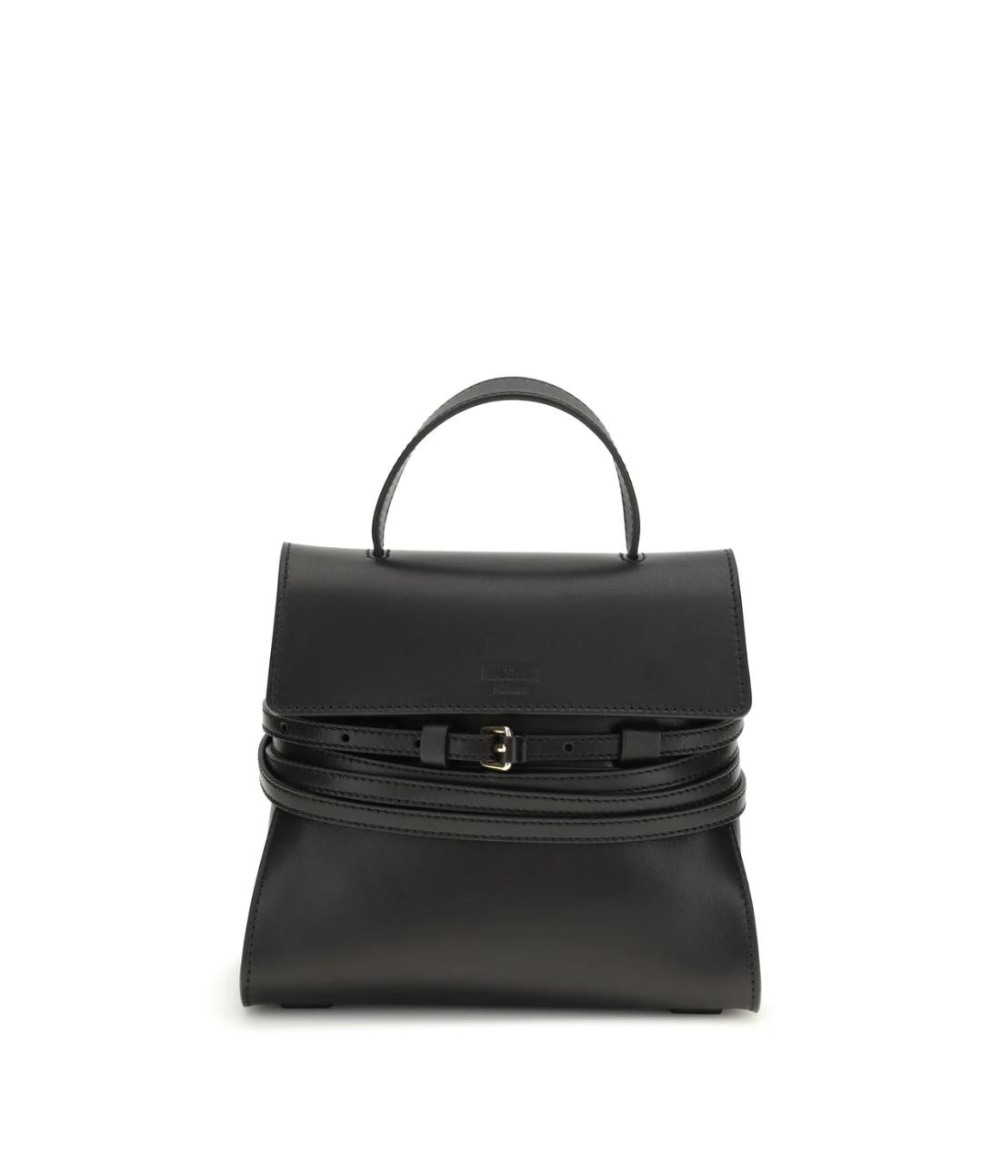 MOSCHINO Черная кожаная сумка тоут, фото 1