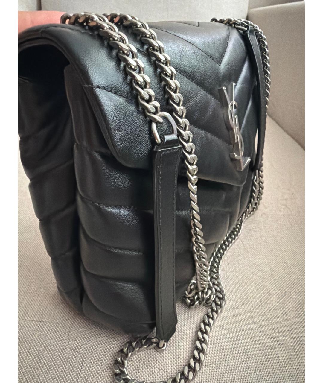 SAINT LAURENT Черная кожаная сумка через плечо, фото 2