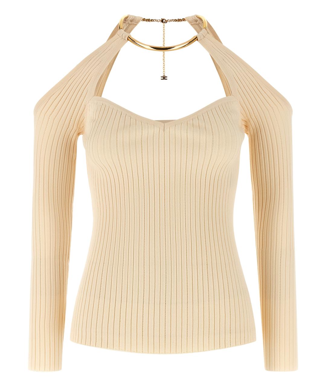 ELISABETTA FRANCHI Бежевый вискозный джемпер / свитер, фото 1