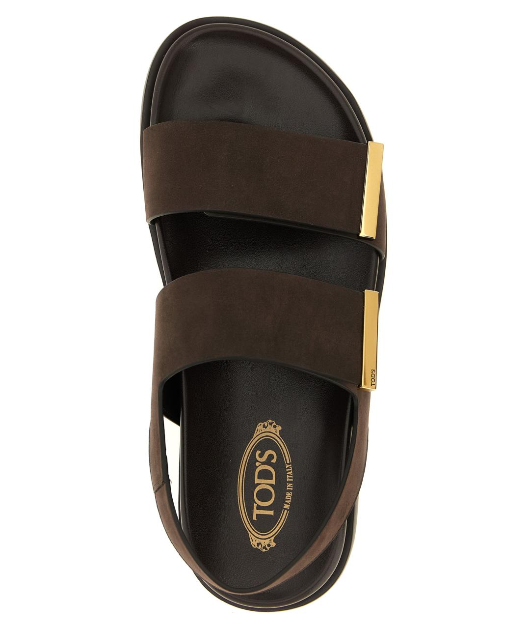 TOD'S Коричневые замшевые шлепанцы, фото 4