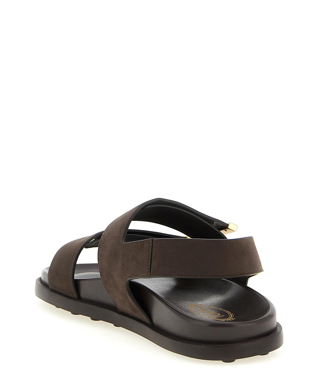 TOD'S Коричневые замшевые шлепанцы, фото 3