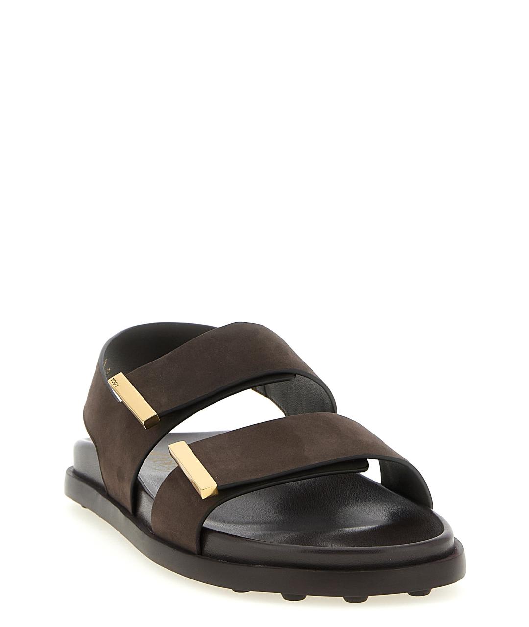 TOD'S Коричневые замшевые шлепанцы, фото 2