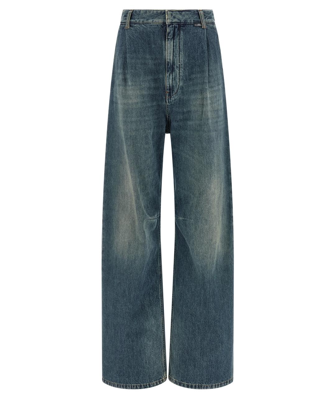 MM6 MAISON MARGIELA Синие хлопковые прямые джинсы, фото 1